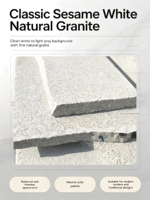 Dalles de granit blanc sésame bon marché de Chine, sur mesure avec des taches noires pour les murs et les sols extérieurs, finition polie