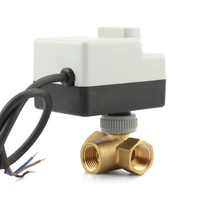 Vanne motorisée 3 voies Laiton Ss304 Mini actionneur électrique Vanne de contrôle de l'eau 24v 110v 220v DN15 DN20 DN25