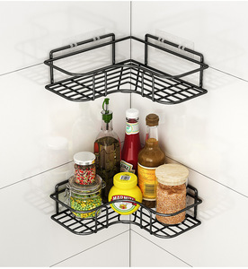 Étagère d'angle <span class=keywords><strong>murale</strong></span> en métal <span class=keywords><strong>sans</strong></span> perçage pour salle de bain, résistante à l'humidité, pour gel douche et accessoires de salle de bain - Product Image 2