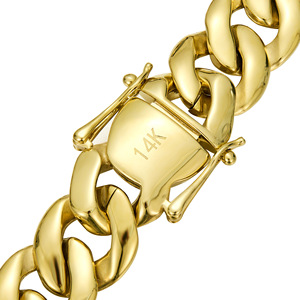 Collier en acier inoxydable massif de 21 mm de large, plaqué or 14K PVD, chaîne à maillons cubains pour bijoux hip-hop pour hommes - Product Image 2