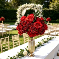 Décorations de table pour mariage, boules de fleurs rouges DKB pour les fêtes de fiançailles et les cérémonies