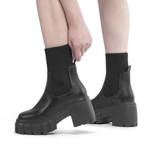 Bottes <span class=keywords><strong>Chelsea</strong></span> à la mode pour femmes de haute qualité Bottes à talons mi-hauts à plateforme Bottines classiques - Product Image 6