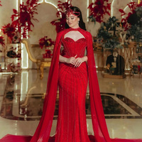 Luxuriöses Kristall-Abendkleid in Salbeigrün mit Cape-Ärmeln, Lang, Pink, für Damen, Hochzeitsfeierkleider Lsz156
