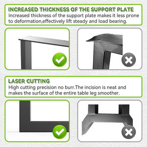 Pieds de banc robustes / Pieds de table carrés en métal DIY, hauteur 16 pouces, largeur <span class=keywords><strong>18</strong></span> pouces, pieds de table basse améliorés à 2 niveaux - Product Image 5