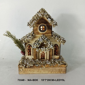 Wholesale Factory Direct LED Light-Up Wooden <strong>Village</strong> <strong>House</strong> Craft for <strong>Christmas</strong> Decoration Popular Style - Product Image 3