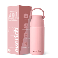Frascos de vacío con aislamiento deportivo para gimnasio con logotipo personalizado, botella de agua con estampado de Metal de acero inoxidable de 15oz con mango de silicona con logotipo