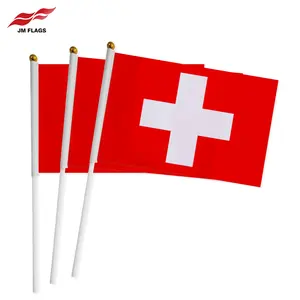 Nuovi prodotti svizzera bandiere di vendita calda 30*45cm svizzera tenuta in mano asta della bandiera personalizzata