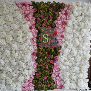 SPR Vente en gros de fournitures de mariage personnalisées blanches et vertes, <span class=keywords><strong>décoration</strong></span> de fond en roses, mur de <span class=keywords><strong>fleurs</strong></span> <span class=keywords><strong>artificielles</strong></span> en soie, modèle Zhejiang - Product Image 5