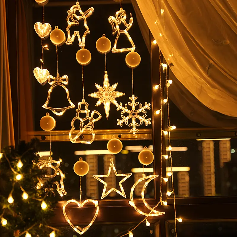 Christmas Decoration Hanging Light Window Display LED Lamp Lights Christmas Home Decor Ornament Party Supplies