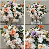 Décoration florale de sol en soie blanc et rose pour mariage, toile de fond, centre de table, gypsophile, rose, boule florale pour allée de scène