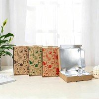 Boîte à pizza en carton ondulé en papier kraft de qualité alimentaire avec impression de logo, idéale pour la vente en gros et la livraison à emporter, avec feuille d'aluminium thermique