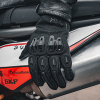 Gants de moto en cuir respirants Alien Monster Touchscreen rouge pour la course et la conduite, certifiés CE