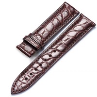 Bracelet de montre en cuir d'alligator véritable |   Bracelet de montre de luxe à motif crocodile grainé rond pour hommes et femmes