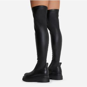 Over the genou <span class=keywords><strong>cuissardes</strong></span> bottes de motard longues <span class=keywords><strong>en</strong></span> faux cuir pour femmes et dames-noir - Product Image 3