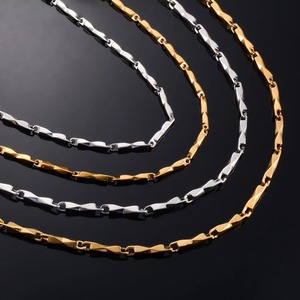 Collier en acier inoxydable irrégulier avec maillons en bambou pour femmes et hommes, couleur argent, couleur or, accessoires de bijoux pour le cou - Product Image 4