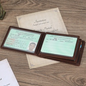 Porte-cartes en cuir véritable Dujiang, couleur marron unie, avec fil de couture, pour le rangement des cartes de crédit - Product Image 2