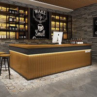 Comptoir de bar en bois sur mesure, station de cocktails ronde commerciale, design d'angle pour restaurant, bar, salon de thé