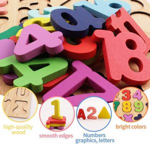 Juguete Educativo de Madera con Alfabeto y Números Coloridos, Rompecabezas 3D para Niños, Coordinación Mano-Ojo, Montessori, Venta al Por Mayor - Product Image 2
