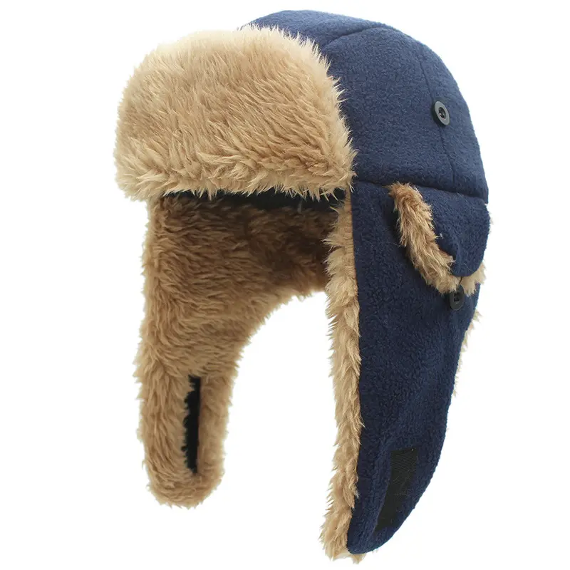 De alta calidad de invierno cálido trampero sombrero de piel de los hombres adultos de punto sombrero del invierno