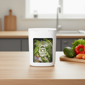 Poubelle intelligente à capteur sans contact avec fonction d'absorption des odeurs pour usage domestique, batterie rechargeable intégrée, modèle blanc D0100XU42BA - Product Image 2