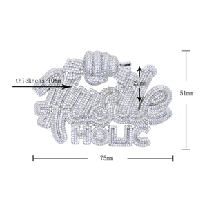 Collar con Colgante de Letras al por Mayor, Estilo Hustle <span class=keywords><strong>Holic</strong></span>, con Incrustaciones de Circonitas Cúbicas 5A, Joyería Hip Hop para Hombre - Product Image 3