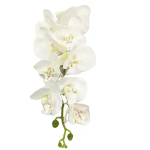 N-0009 Hot Sale Wedding Centerpieces Artificial White Latex 9 Heads Orchid Flowers Real Touch