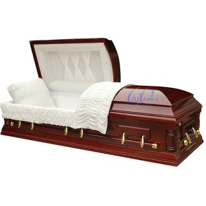 Ataúd Funerario Profesional URD-A488 Estilo Americano con Interior de Terciopelo Crema, Diseño Ecológico y Construcción Duradera - Product Image 1