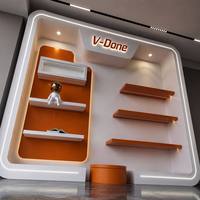 Vitrine murale LED personnalisée avec éclairage, finition laquée brillante, pour présentation en magasin de cosmétiques et exposition en boutique