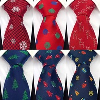 2026 Formelle Gestreifte Polyester-Jacquard-Weihnachtskrawatten mit Geschenkbox