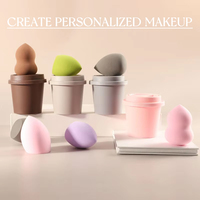 Esponja de Maquillaje Profesional para Base y Corrector, de Doble Uso Húmedo y Seco, para Difuminar en el Rostro, Kit Completo de Cosméticos