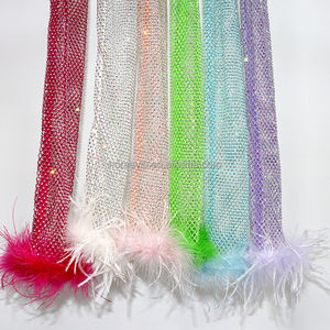 Camicia estiva da donna con diamanti glitterati a maniche lunghe da festa in spiaggia coprente con <span class=keywords><strong>piume</strong></span> in maglia <span class=keywords><strong>di</strong></span> strass tinta unita - Product Image 4