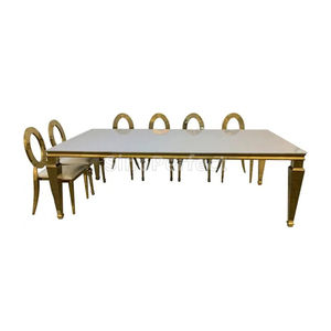 Mesa y Sillas de Comedor Doradas Foshan Sinoperfect con Material de Acero Inoxidable para Muebles de Comedor de Hotel y Hogar - Product Image 1