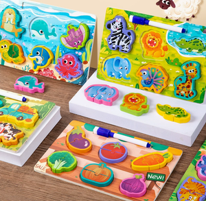 Tablero <span class=keywords><strong>de</strong></span> Dibujo <span class=keywords><strong>de</strong></span> Madera Ensamblable, Rompecabezas 3D Dos en Uno, Tablero <span class=keywords><strong>de</strong></span> Agarre, Juguete Educativo para la Primera Infancia, Reconocimiento <span class=keywords><strong>de</strong></span> <span class=keywords><strong>Animales</strong></span>, para Niños Pequeños 50 - Product Image 3