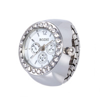 Montre à doigt BOZHI en gros avec strass, chiffres arabes, cadran floral, bijoux en cristal pour femmes et filles, idéal pour les cadeaux