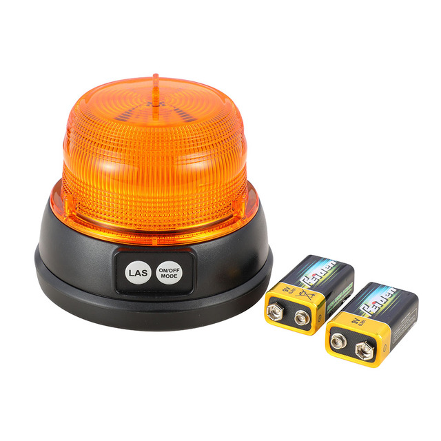 CE UKCA Battery Wireless IP65 Waterproof 5 Patterns Amber LED Warning Light Beacon for Truck Forklift Bus Tractor 12-24V