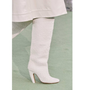 Bottes en cuir véritable de qualité supérieure pour femmes, bout rond, fermeture éclair à l'arrière, bout rond, cuir d'agneau de luxe, talon de 9 cm, cuir Atomic Intrecciat - Product Image 5