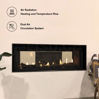 Cheminée à gaz flottante MEISU.CH pour meuble TV, avec télécommande intelligente, flamme réelle, brûleur double face, cheminée à gaz tubulaire