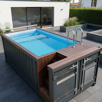 Piscine pour enfants de luxe de 8 pieds (2 m) avec mini spa chauffé, jacuzzi à eau chaude, cascade, mosaïque, débordement, en fibre de verre