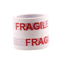 Ruban adhésif robuste avec avertissement de fragilité, 48 microns, impression rouge, ruban d'emballage BOPP pour la protection des articles fragiles et la fermeture des boîtes