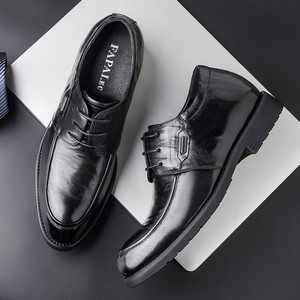 FAPA.LEO Chaussures Richelieu pour Hommes en Cuir Pleine Fleur de Mouton Noir, Rehaussement de 6 cm, à Lacets, pour Bureau et Cérémonies - Product Image 3