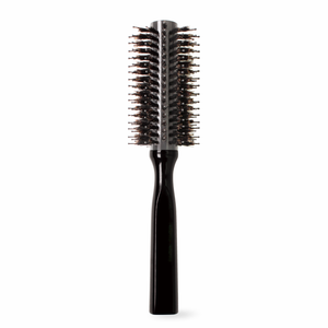 Brosse ronde en bois finition noire brillante avec baril thermique en aluminium et poils de sanglier naturel/nylon ionique - Product Image 1