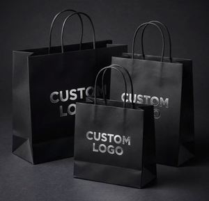 Bolsa de Compras de Papel Kraft Negra Ecológica con Asa, para Ropa y Zapatos, con Logotipo Personalizado Impreso al por Mayor - Product Image 1