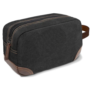 Men's Canvas <b>Toiletry</b> <b>Bag</b> - Durable Travel Shaving <b>Bag</b> with Leather Accents for Organized Grooming Essentials On-the-Go - Product Image 4