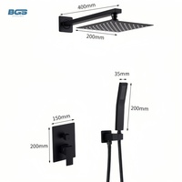 Ensemble de robinet de douche de salle de bains mitigeur thermostatique en laiton Design solide moderne dissimulé brossé noir CE Massage carré