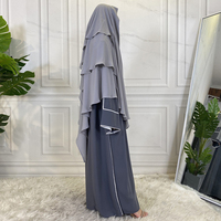 Offre Spéciale Khimar 3 Couches Voiles Niqab Hijab Musulman Long Hijab Prière Islamique Surdimensionné 3 Couches Mousseline Khimar