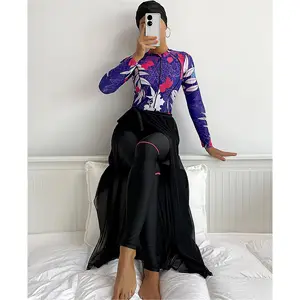SIPO 2023新设计伊斯兰一体式长袖4件套泳装穆斯林泳装布基尼穆斯林泳装女性