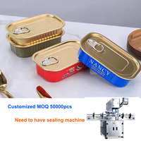 Boîtes métalliques personnalisées en fer blanc rectangulaires de 125g, vides, pour la mise en conserve de sardines, de viande de crabe et autres aliments