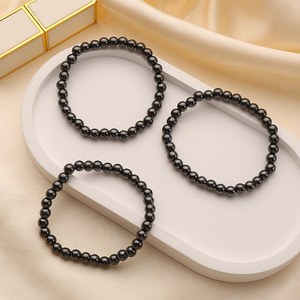 Wholesale 4mm 6mm Gold Silver <strong>Beads</strong> Elastic <strong>Bracelet</strong> Black Hematite Energy Natural Stone Beaded <strong>Bracelets</strong> For Men Women - Product Image 4