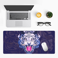 Alfombrilla de Ratón para Juegos Grande y Duradera con Diseño de Tigre Blanco y Morado, Resistente al Agua y Antideslizante, con Logotipo Personalizado ODM