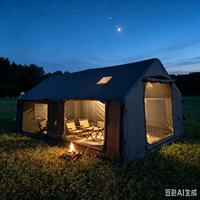 Tente imperméable en coton TC double couche quatre saisons avec ouverture automatique rapide, capacité de 6 à 10 personnes pour une utilisation en extérieur